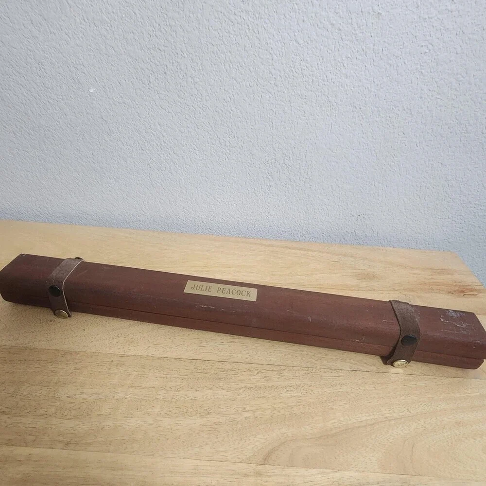 Hall Crystal Flute In G Clear Open Hole Fife Wood Case Hand Painted Floral USA
